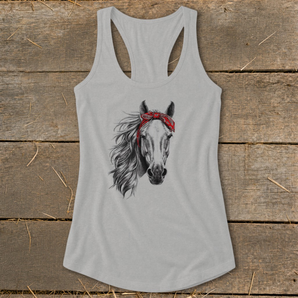 Red Bandana Horse Racerback Tank