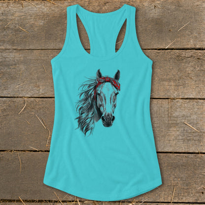 Red Bandana Horse Racerback Tank
