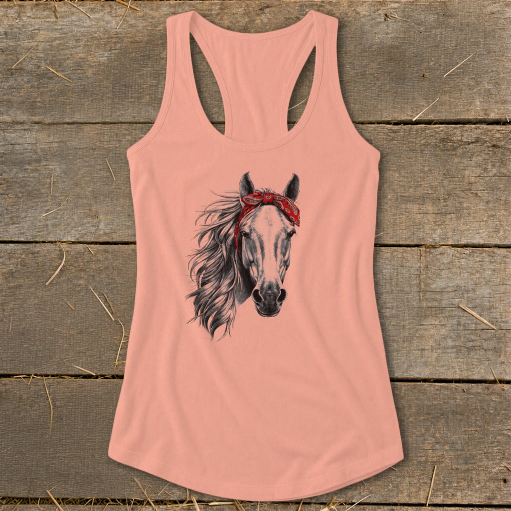 Red Bandana Horse Racerback Tank