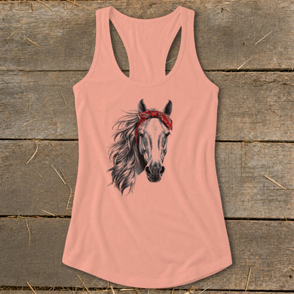 Red Bandana Horse Racerback Tank