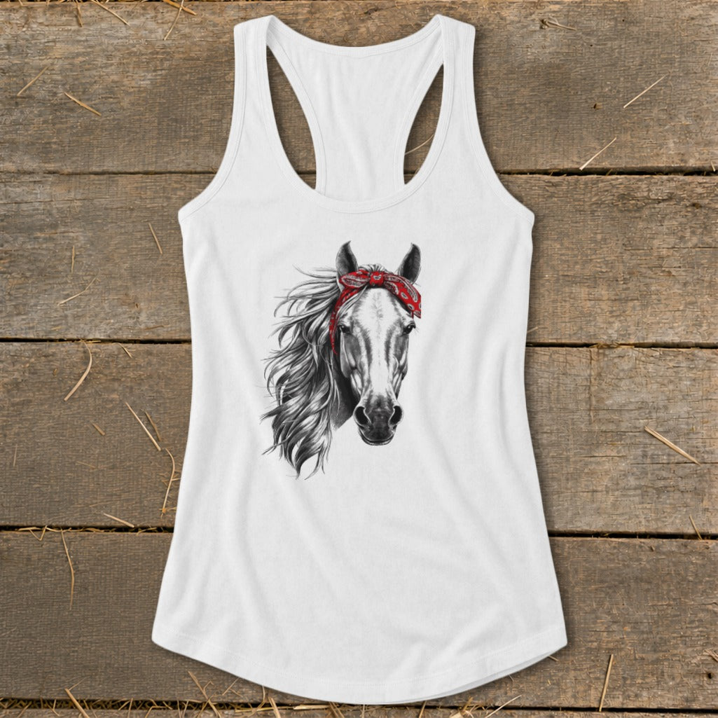Red Bandana Horse Racerback Tank