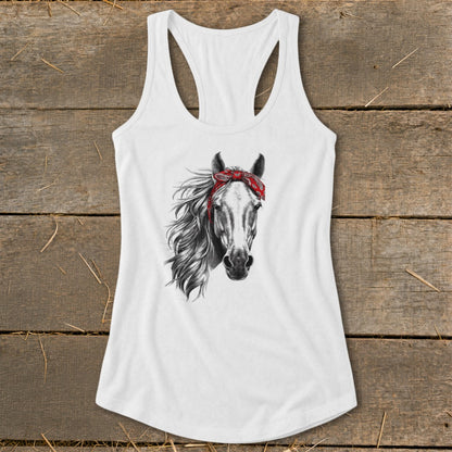 Red Bandana Horse Racerback Tank
