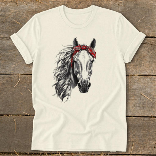 Red Bandana Horse Softstyle Tee - Natural