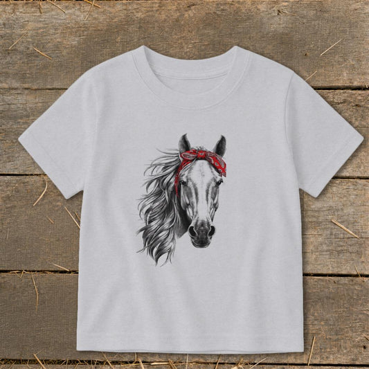Red Bandana Horse T-Shirt Toddler - Heather