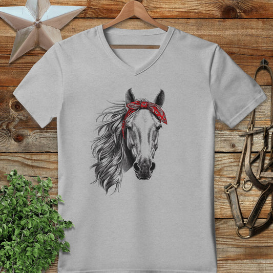 Red Bandana Horse V-neck
