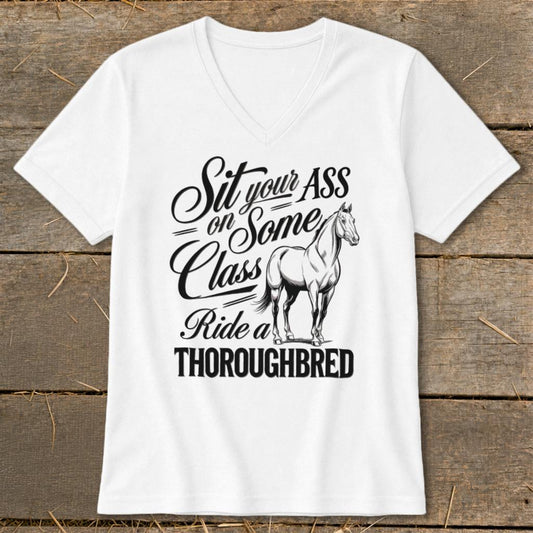 Ride a Thoroughbred V-neck - White