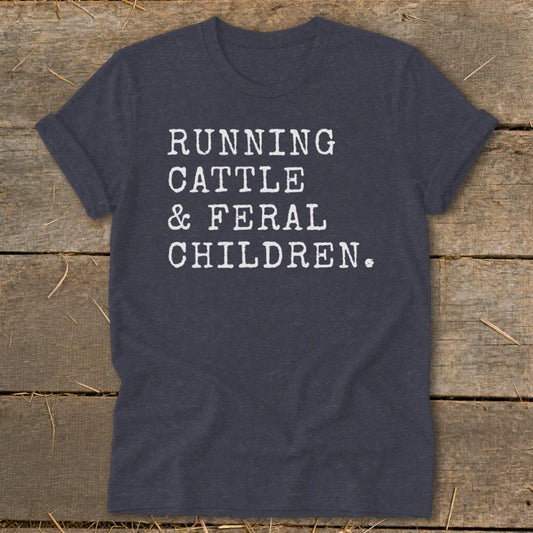 Running Cattle  Feral Children Softstyle Tee - Heather Navy