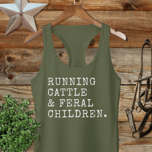 Running Cattle & Feral Children Racerback Tank