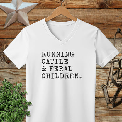 Running Cattle & Feral Children V-neck