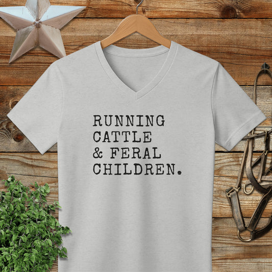 Running Cattle & Feral Children V-neck