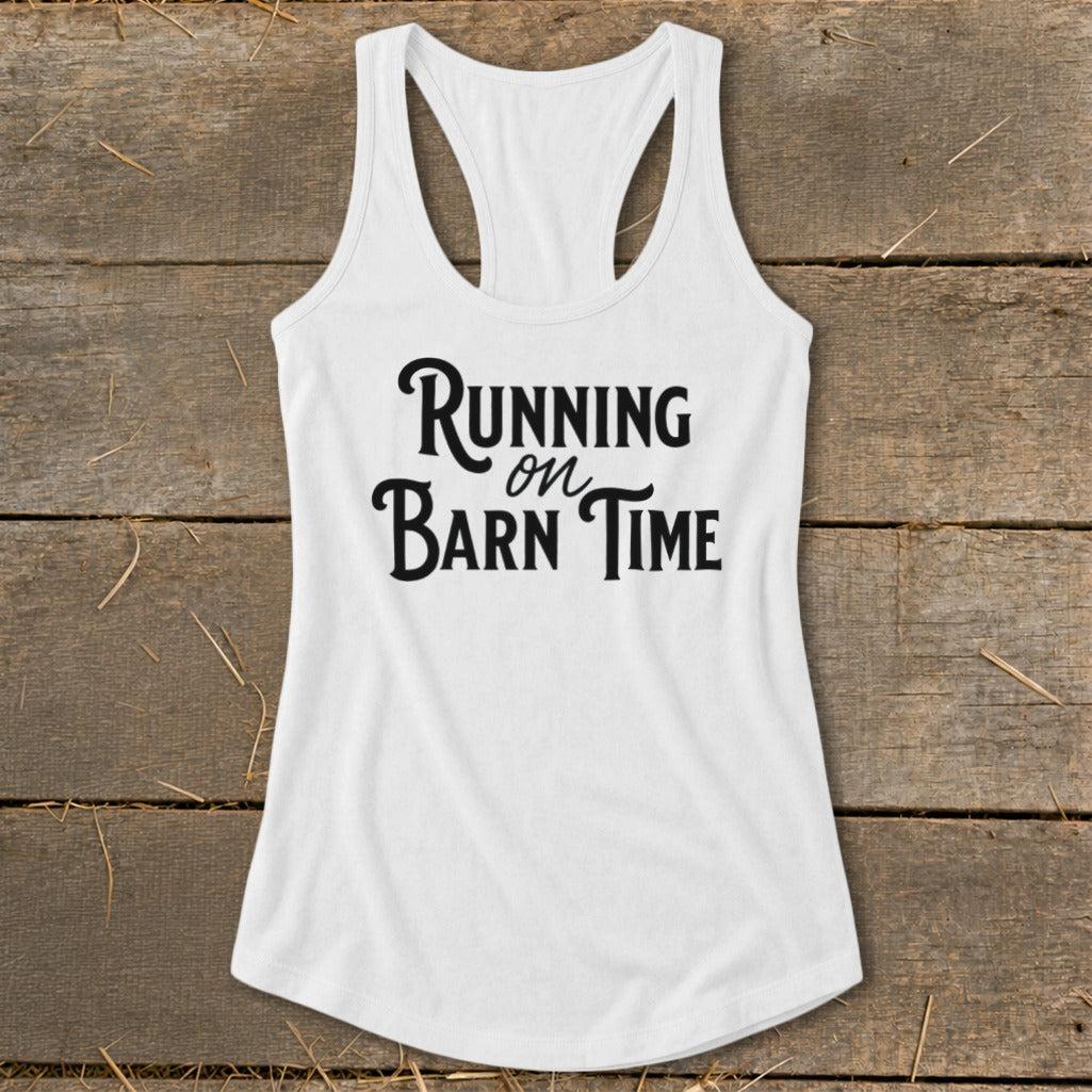 Running on Barn Time Racerback Tank