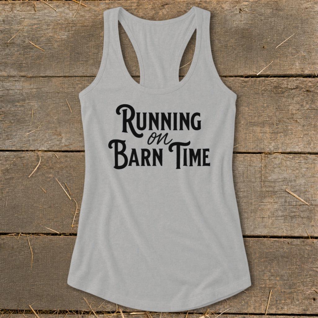 Running on Barn Time Racerback Tank