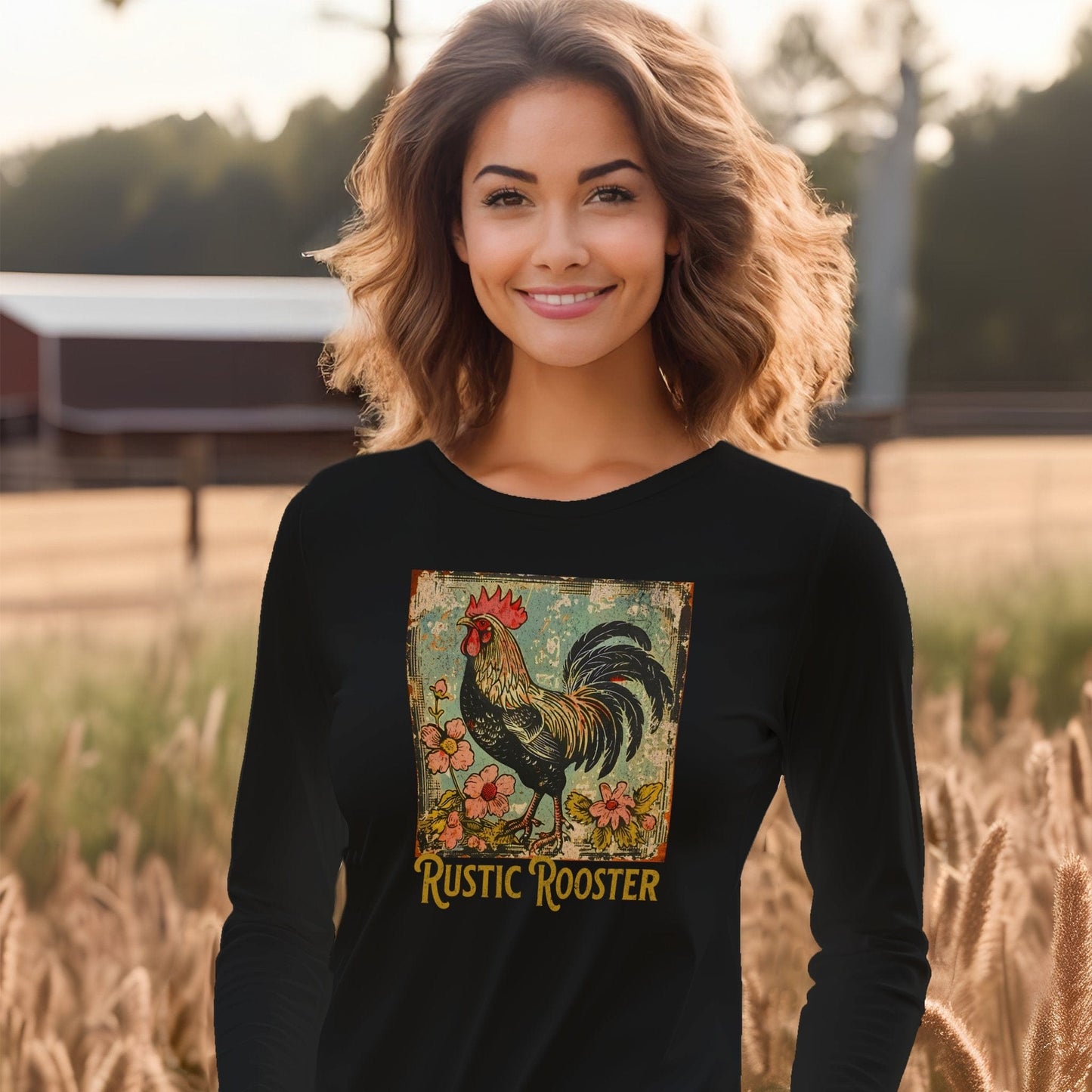 Rustic Rooster Long Sleeve Tee