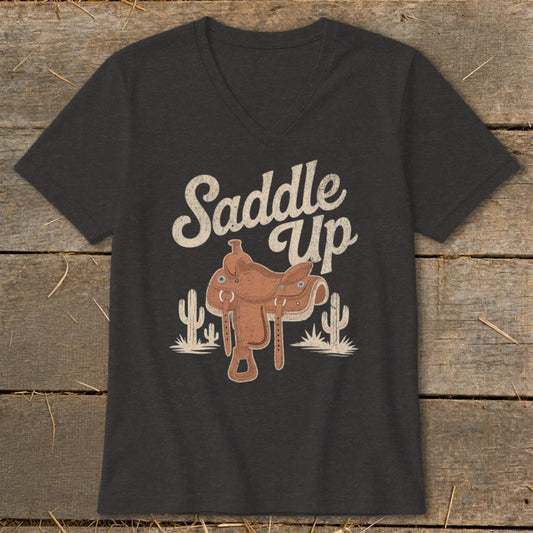 Saddle Up V-neck - Dark Grey Heather