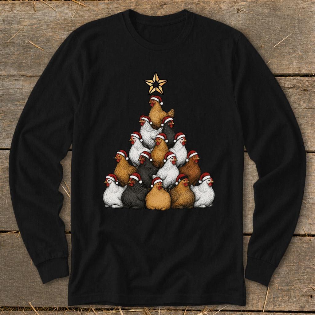Santa Chicken Tree Long Sleeve Tee