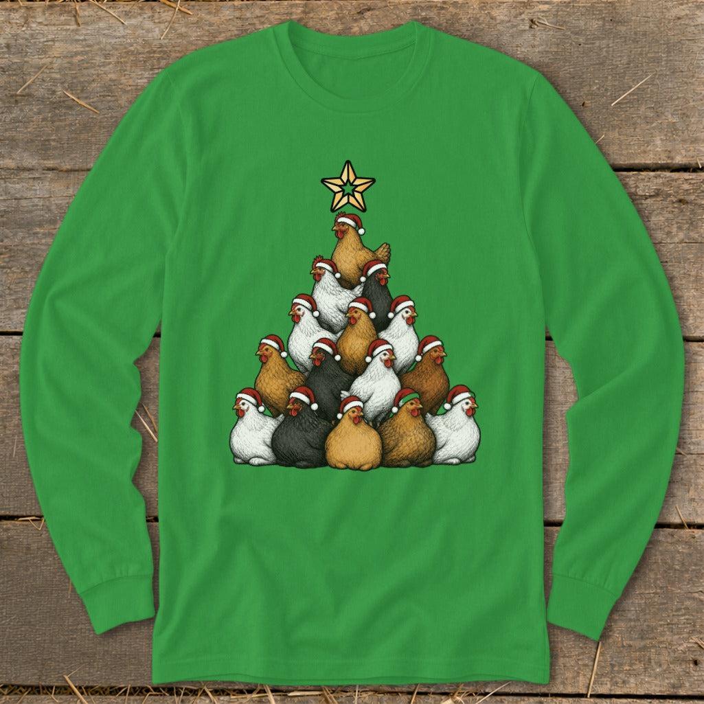 Santa Chicken Tree Long Sleeve Tee