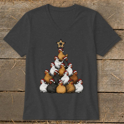 Santa Chicken Tree V-neck