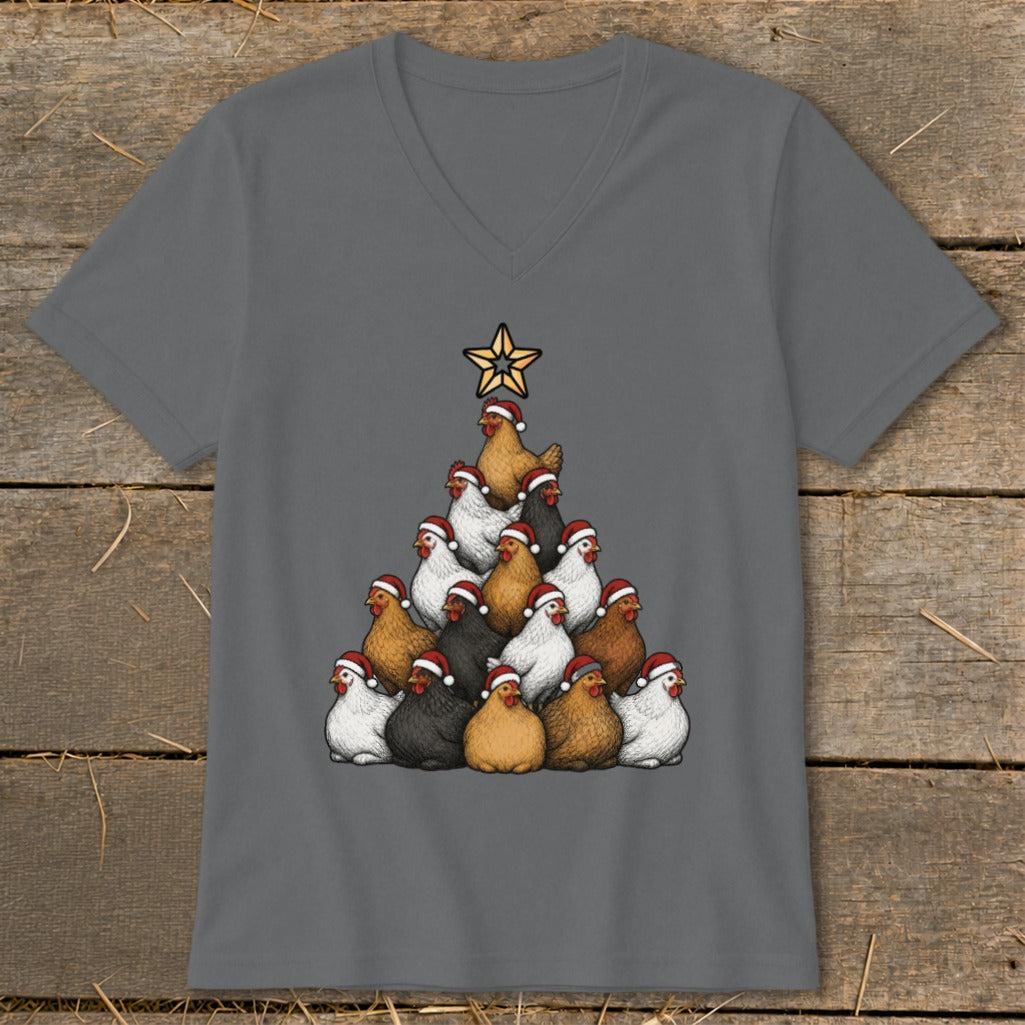 Santa Chicken Tree V-neck