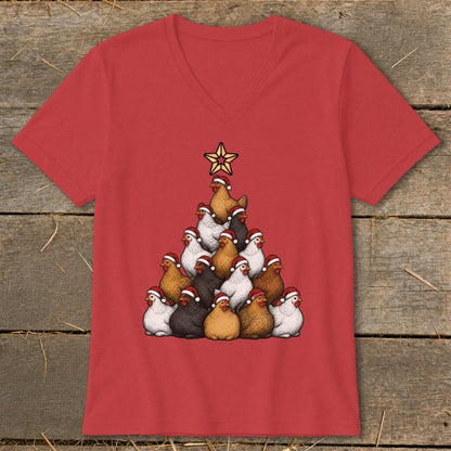 Santa Chicken Tree V-neck