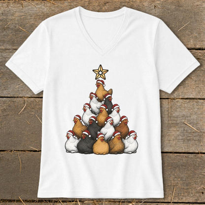 Santa Chicken Tree V-neck
