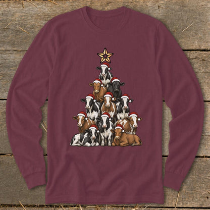 Santa Cow Tree Long Sleeve Tee