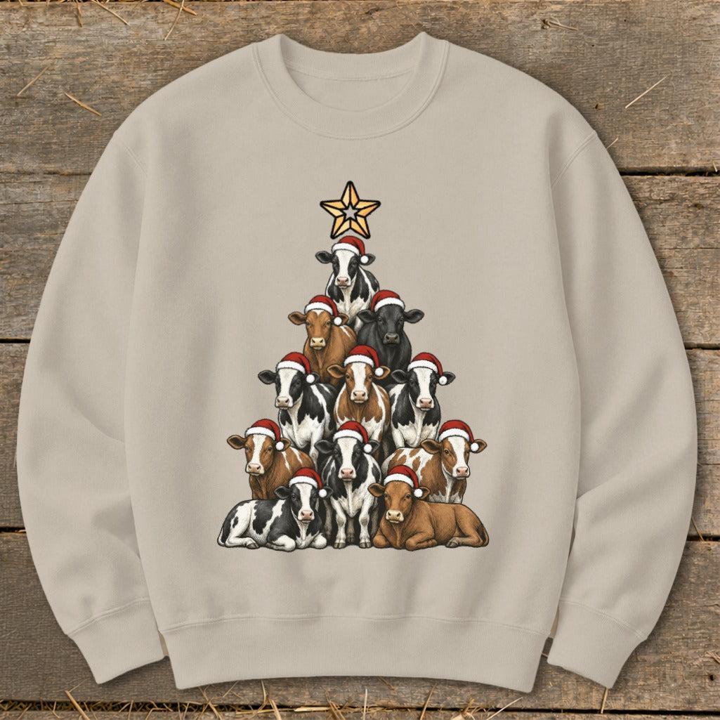 Santa Cow Tree Sweatshirt