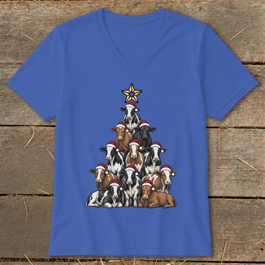 Santa Cow Tree V-neck