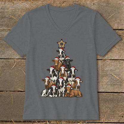Santa Cow Tree V-neck