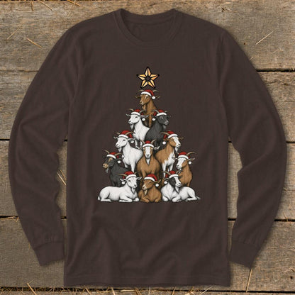 Santa Goat Tree Long Sleeve Tee