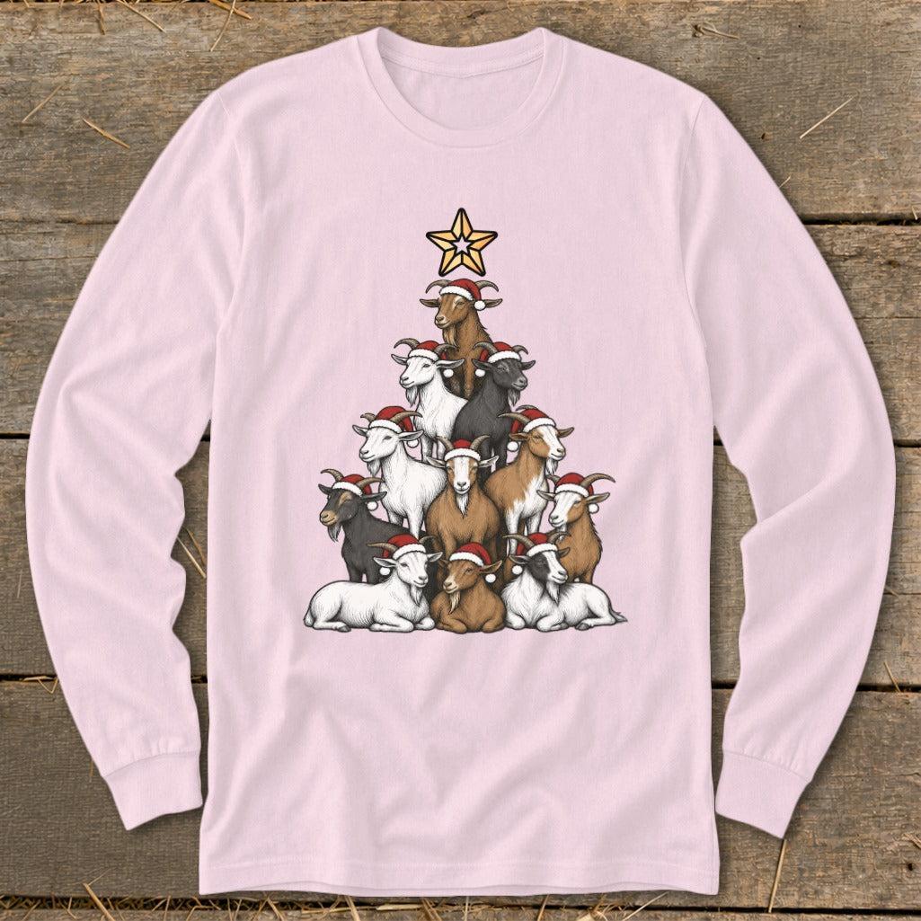Santa Goat Tree Long Sleeve Tee