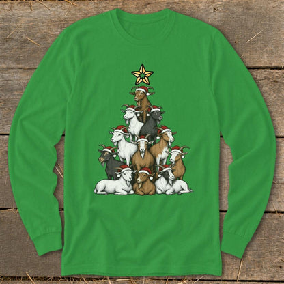 Santa Goat Tree Long Sleeve Tee