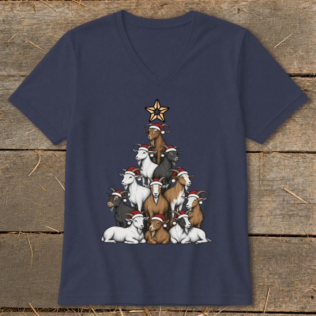 Santa Goat Tree V-neck
