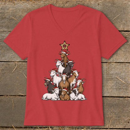 Santa Goat Tree V-neck