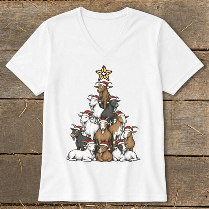 Santa Goat Tree V-neck