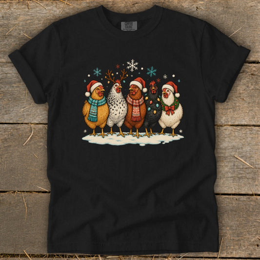 Santa Hat Chickens Signature Tee