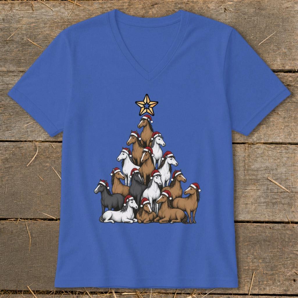 Santa Horse Tree V-neck