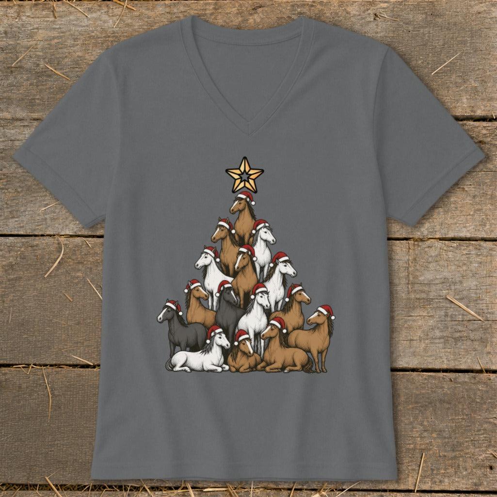 Santa Horse Tree V-neck