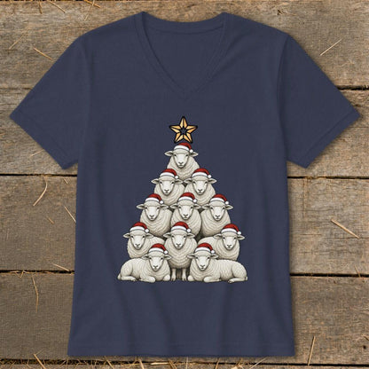 Santa Sheep Tree V-neck