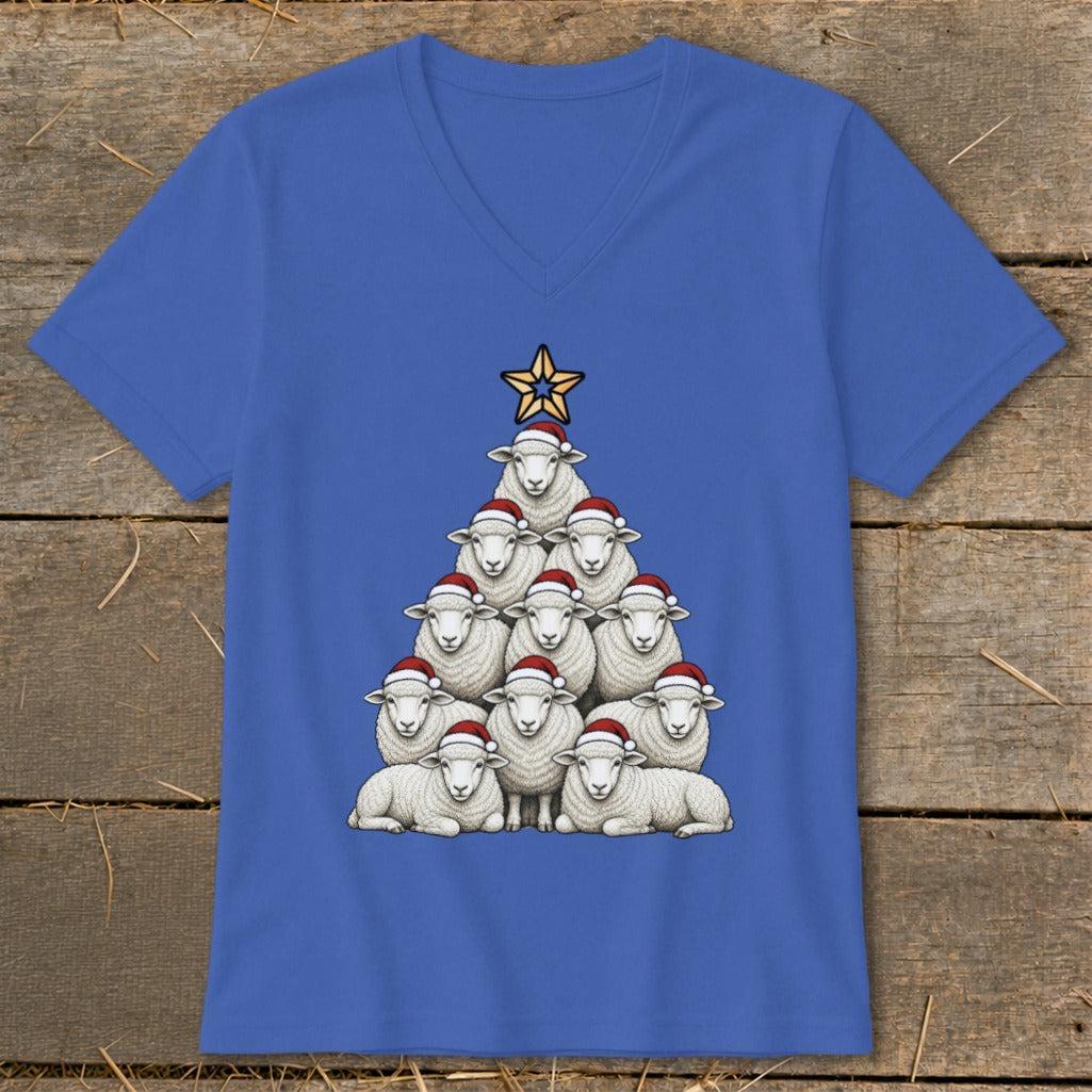 Santa Sheep Tree V-neck