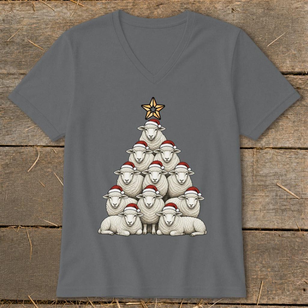 Santa Sheep Tree V-neck