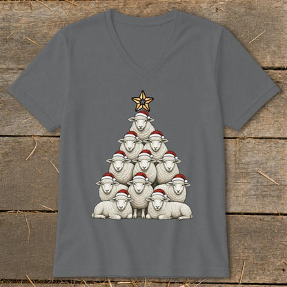 Santa Sheep Tree V-neck