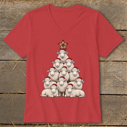 Santa Sheep Tree V-neck