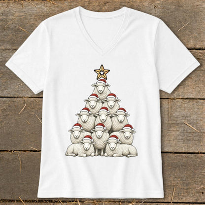 Santa Sheep Tree V-neck