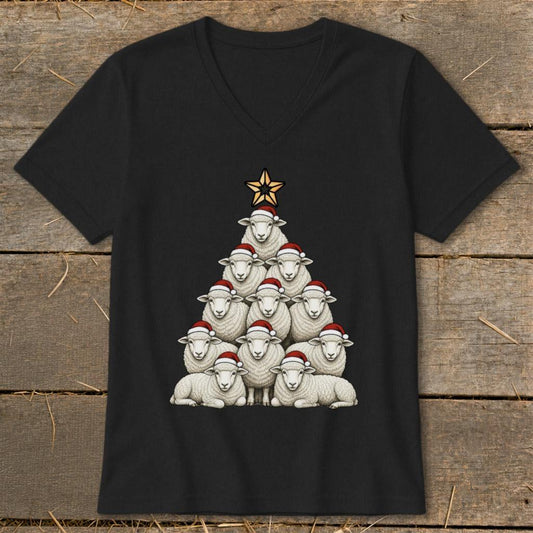 Santa Sheep Tree V-neck