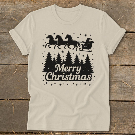 Santas Horse Sleigh Softstyle Tee - Sand