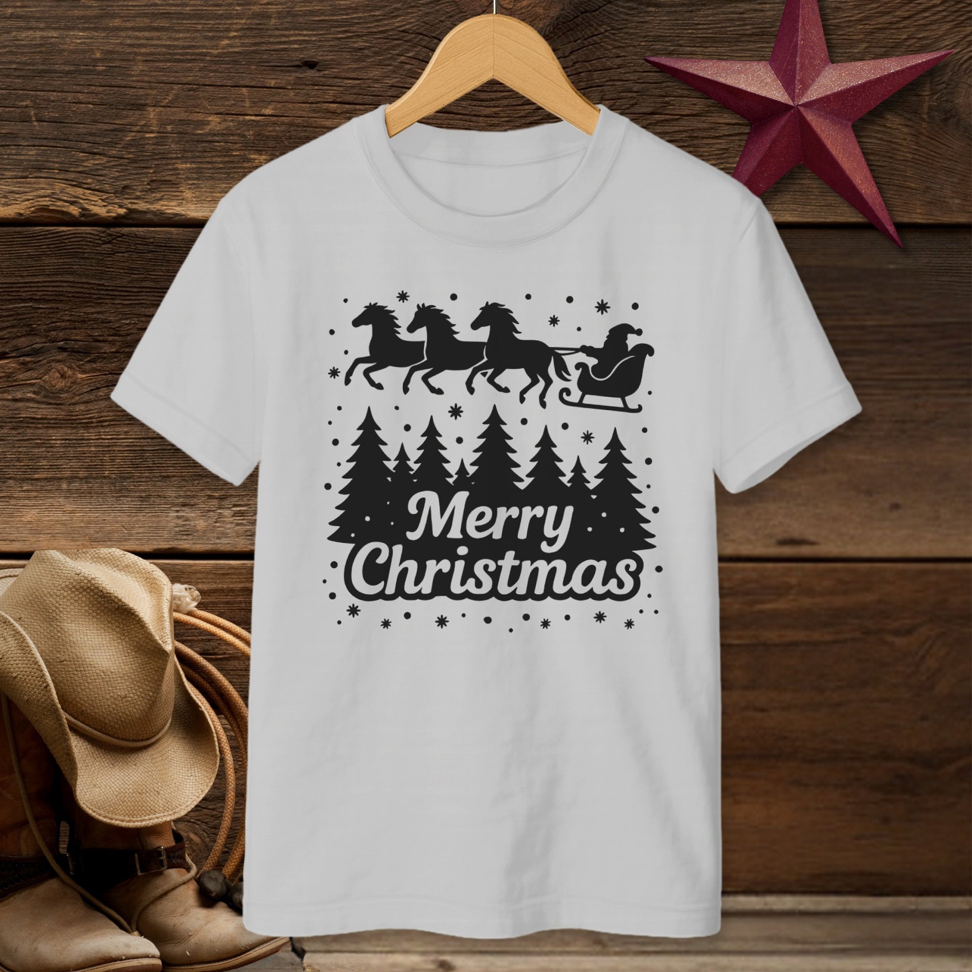 Santa's Horse Sleigh T-Shirt (Youth)
