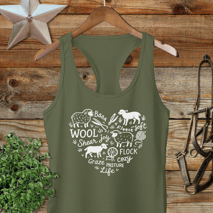 Sheep Farm Heart Racerback Tank