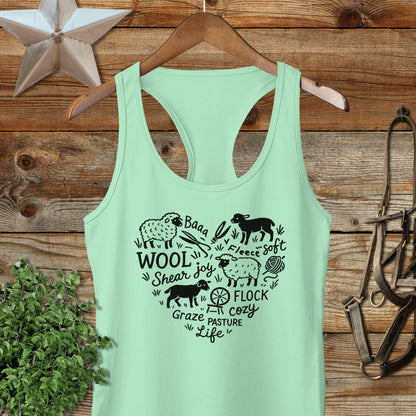 Sheep Farm Heart Racerback Tank