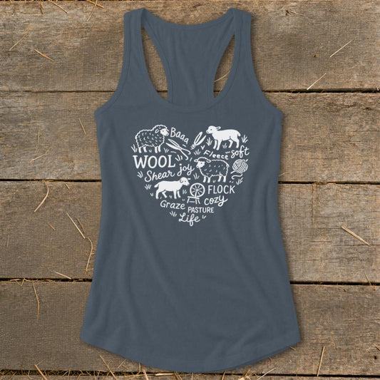 Sheep Farm Heart Racerback Tank - Indigo