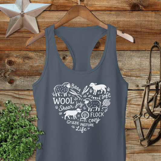 Sheep Farm Heart Racerback Tank